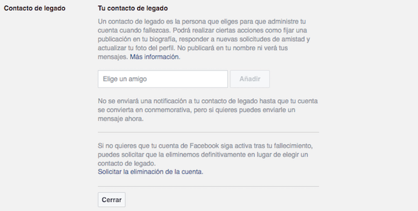 Cómo nombrar heredero a alguien de tu cuenta en Facebook 3 Facebook
