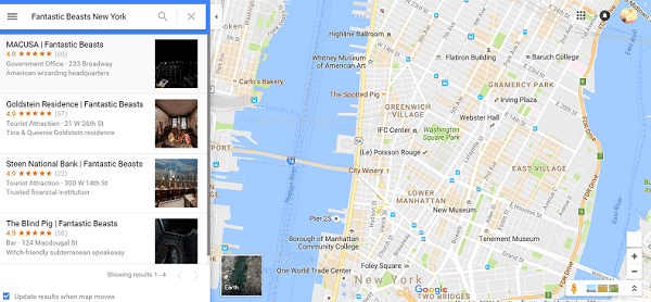 Cómo ver en Google Maps los escenarios de Harry Potter Animales Fantásticos 2 Harry Potter