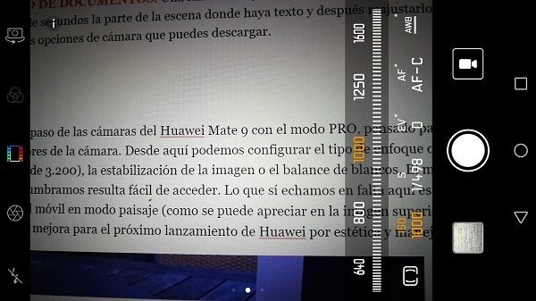 Huawei Mate 9 modo pro de la camara