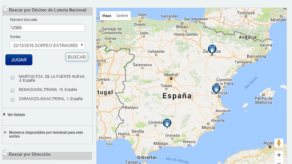 Cómo localizar un décimo de la Lotería de Navidad 2016 4 lotería mapa puntos