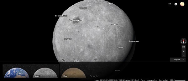 Google Maps, cómo explorar Marte, la Luna o el fondo marino 3 Luna