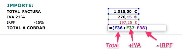 Cómo hacer una plantilla de factura en Excel 8 total-liquido