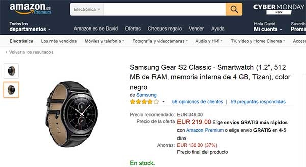 reloj inteligente de samsung ofertas ciber monday amazon