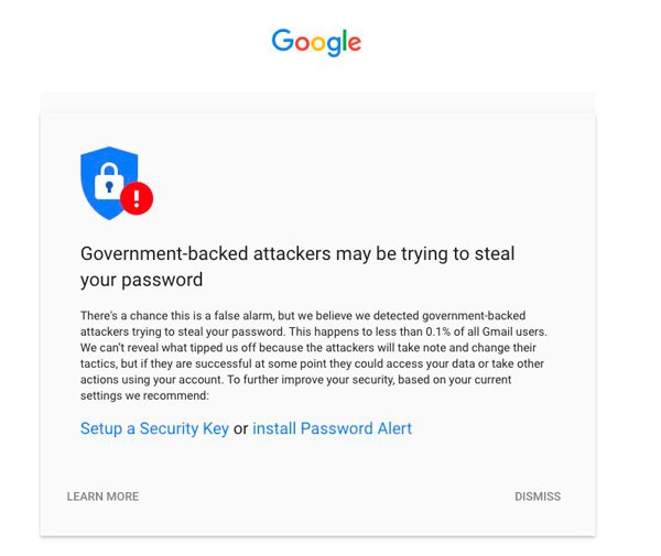 Google avisa de un ataque a usuarios de Gmail respaldado por un gobierno