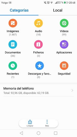 Archivos en Huawei Mate 9