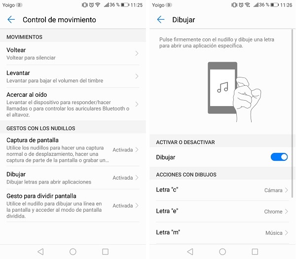Para esto sirven los nudillos en el Huawei Mate 9 3 huawei mate 9 gestos nudillos ajustes