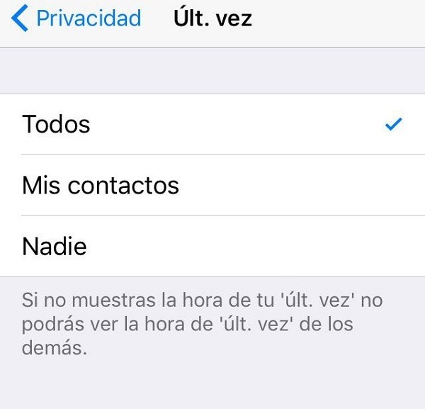 whatsapp ultima conexión