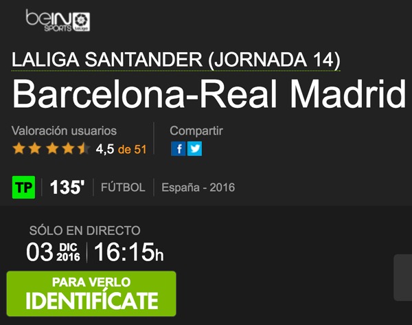 Cómo ver en Internet el clásico F.C Barcelona vs Real Madrid 4 yomvi