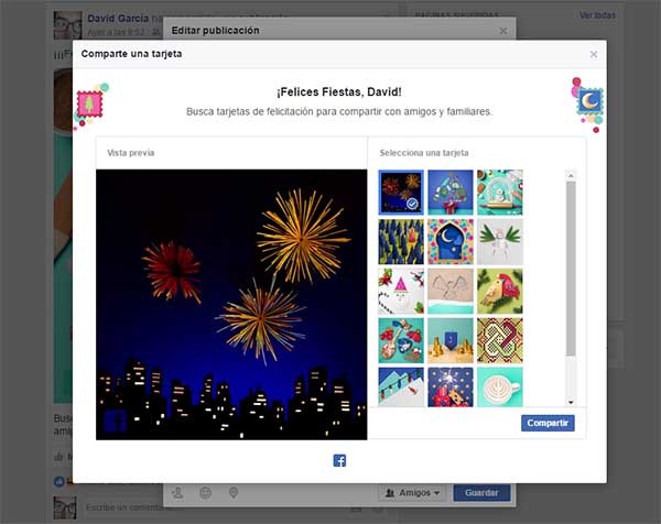 editar tarjetas de felicitación de Facebook paso tres