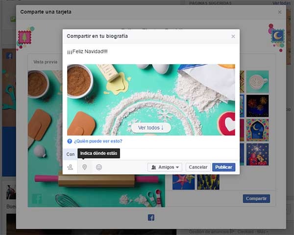Cómo crear tu postal navideña en Facebook 3 configurar la postal