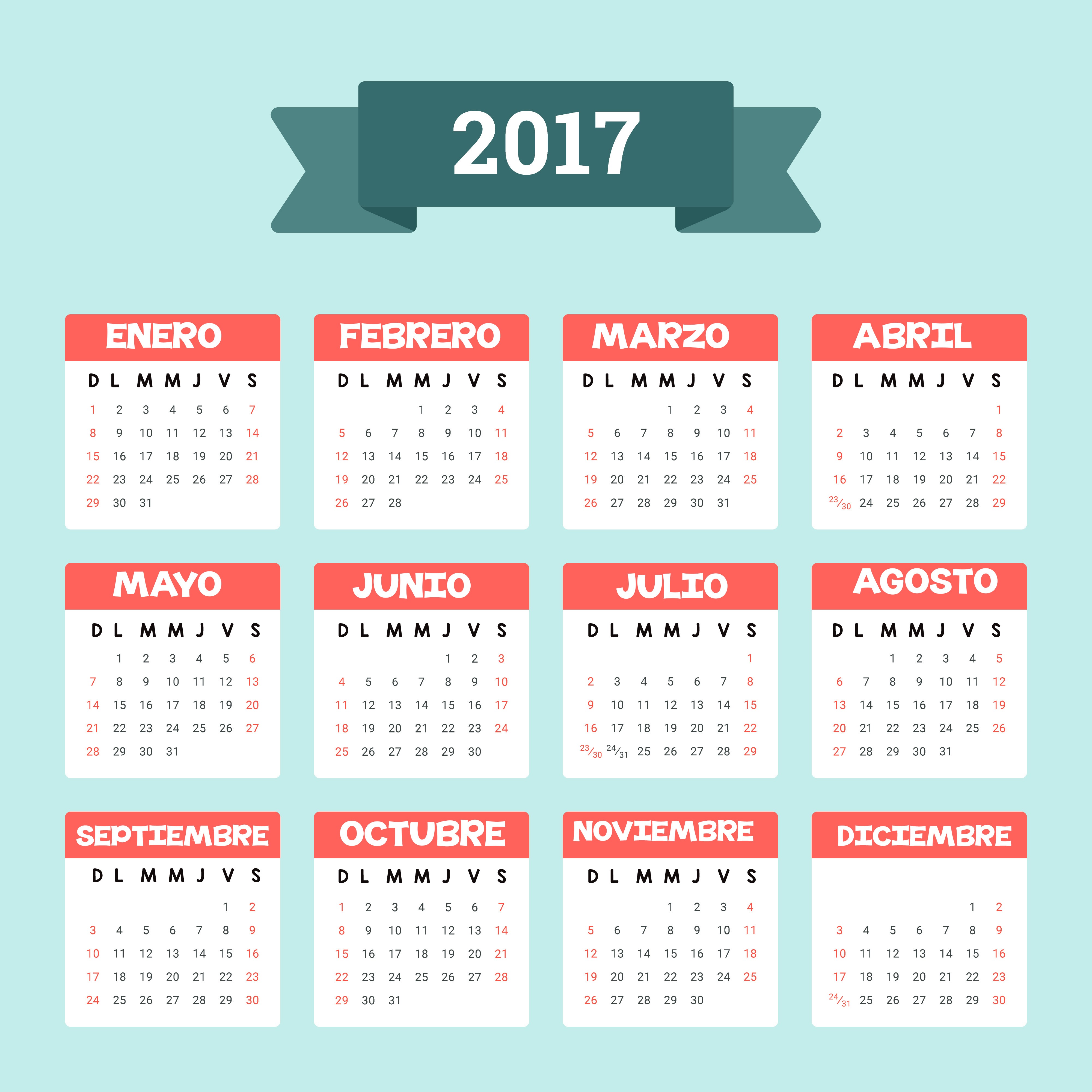 10 plantillas de calendario 2017 para imprimir