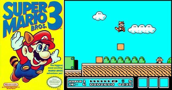 Portada y pantallazo Super Mario Bros 3
