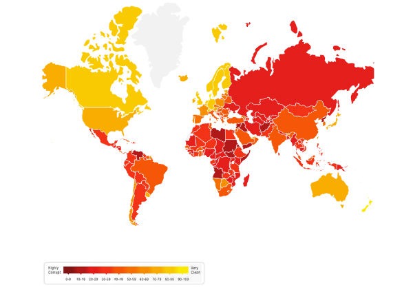 Revisa en Internet cuáles son los paí­ses más corruptos del mundo