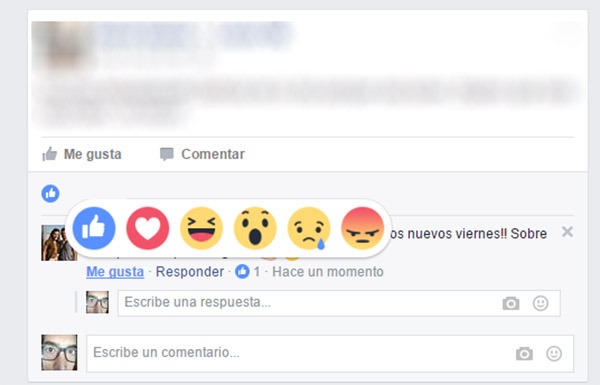 facebook reacciones comentarios