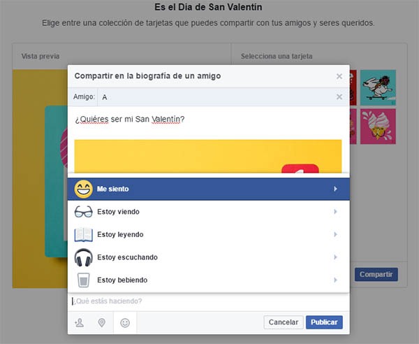 Cómo crear y compartir una tarjeta de San Valentín en Facebook 3 compartir tarjeta de san valentin por facebook