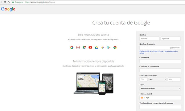 crear nueva cuenta de gmail