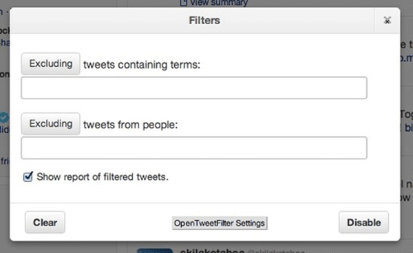 Extensión Open Tweet Filter