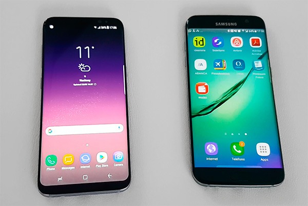 Samsung Galaxy S7 derecha y S8 a la izquierda