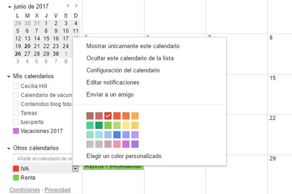 calendario renta colores 