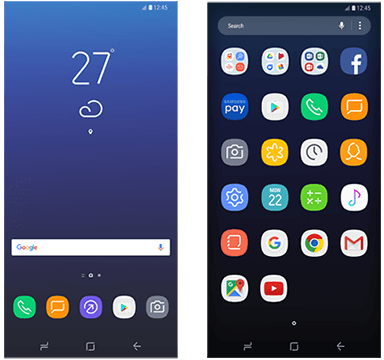 los iconos y apps del Samsung Galaxy S8