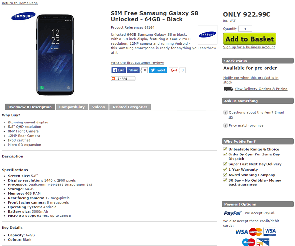 Galaxy S8 pre-compra