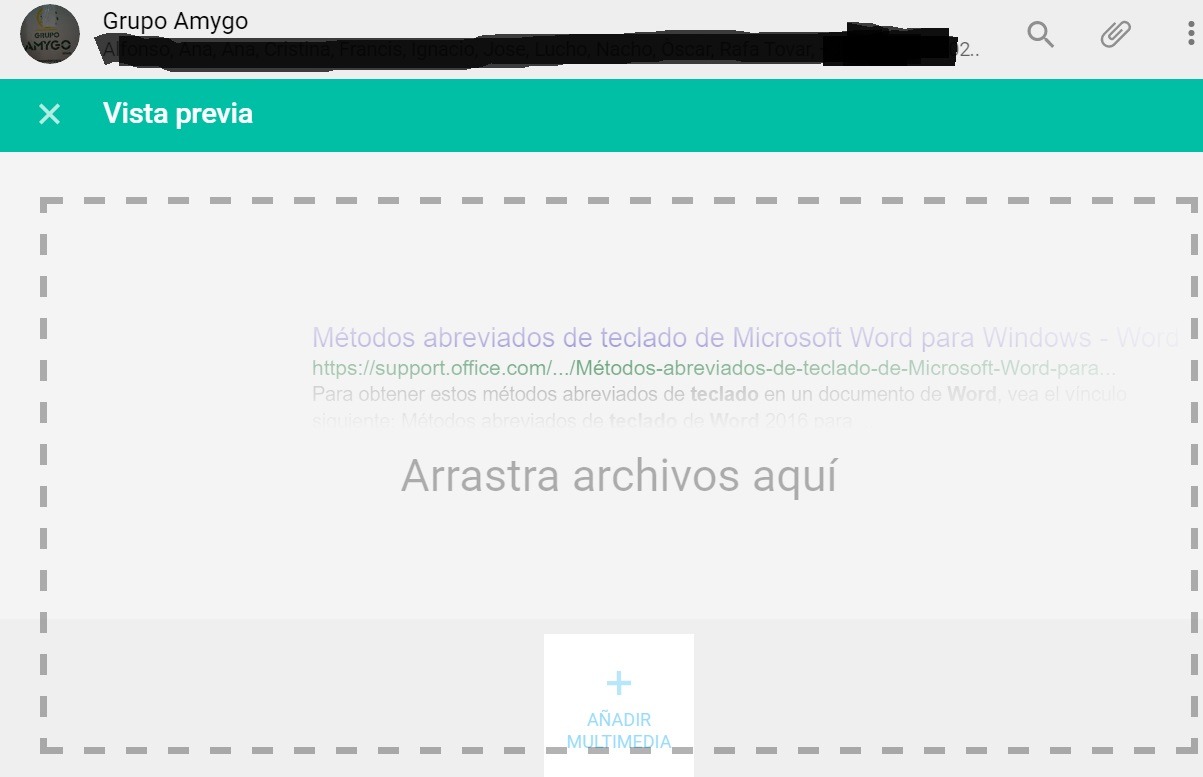 Arrastrar textos completos a un chat