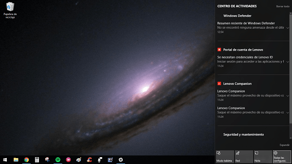 centro de actividades windows 10