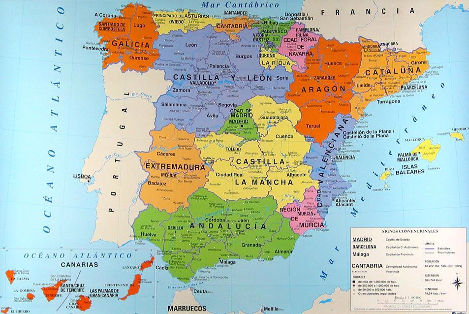 Resultado de imagen de mapa de ESPAÑA politico