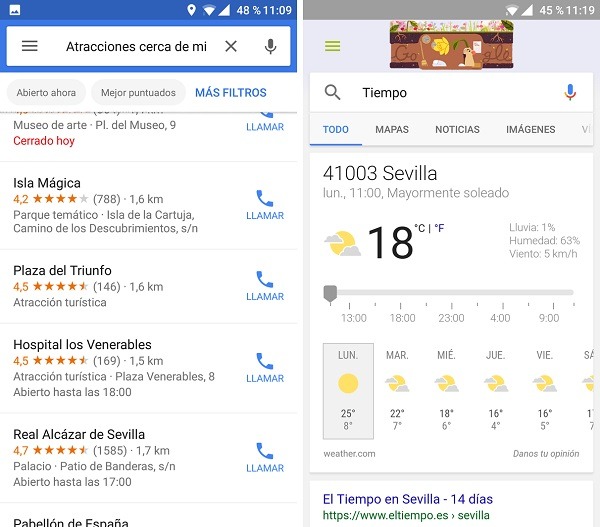 Interfaz de google now