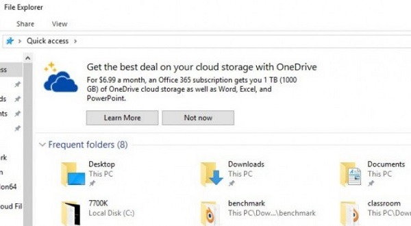 Microsoft añade anuncios al explorador de archivos de Windows 10 1