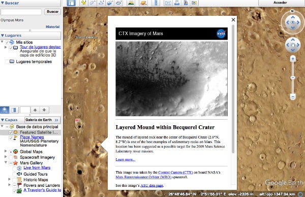 Cómo visitar Marte con Google Earth 3 Google Earth cráter
