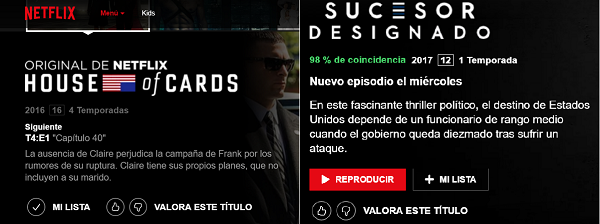 Nueva valoración en Netflix