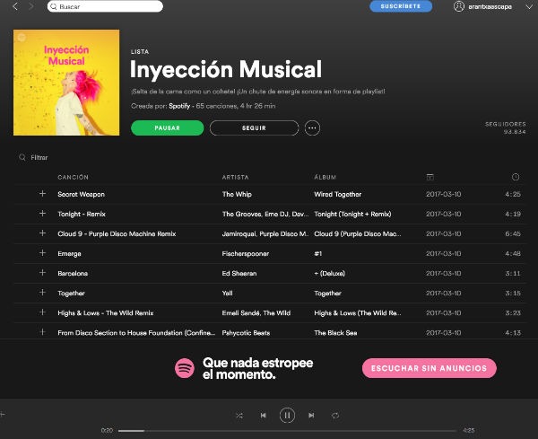 Spotify reproductor 