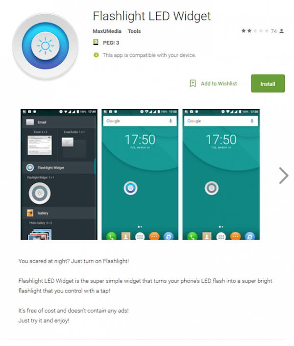 flashlight led widget virus app
