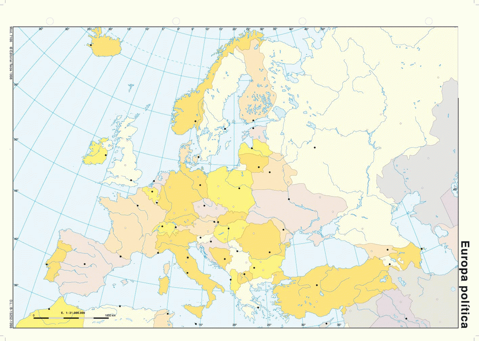 Mapa de Europa mudo polí­tico