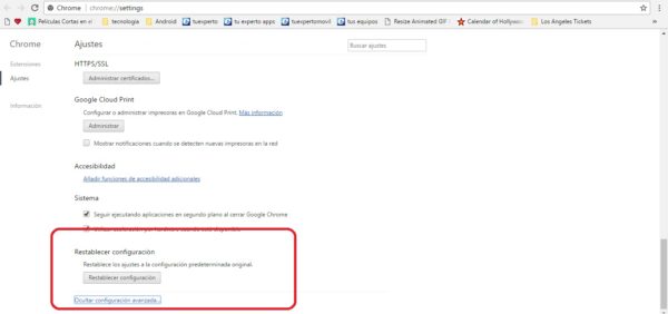 Cómo eliminar virus de publicidad de Chrome 5 configuracion de chrome