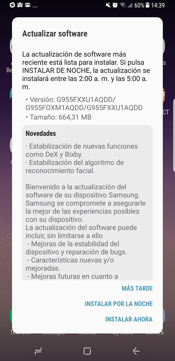 Samsung Galaxy S8 actualizacion