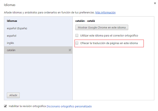 Todas las opciones para configurar el traductor de Google en Chrome 2 google chrome traductor