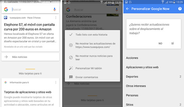 google now configuración