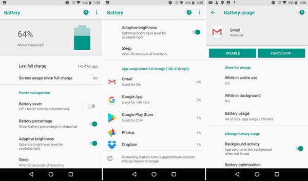 menú de android 8