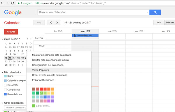 Cómo recuperar un evento eliminado por error en el calendario de Google 1