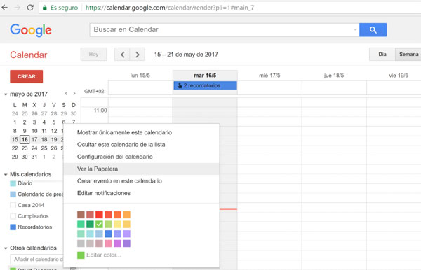 Cómo recuperar un evento eliminado por error en el calendario de Google 3 Cómo recuperar un evento eliminado por error en el calendario de Google 1