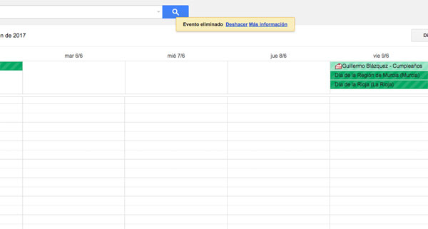 Cómo recuperar un evento eliminado por error en el calendario de Google 2 Google Calendar deshacer