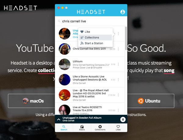Headset, una aplicación que convierte YouTube en Spotify 2 Headset colecciones