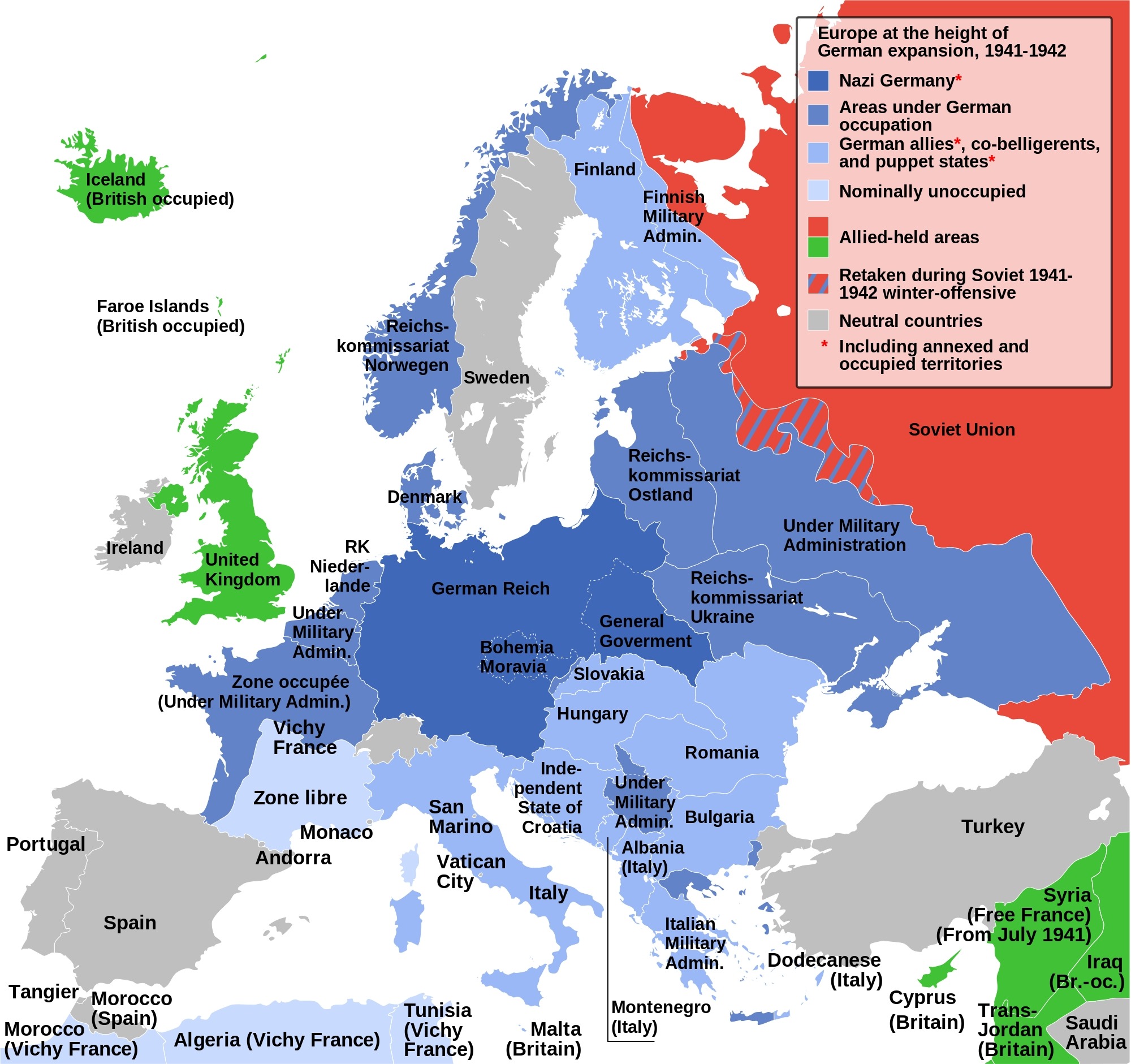 Mapa de Europa de la Segunda Guerra Mundial