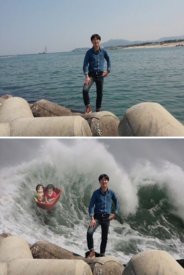 Las fotos retocadas con Photoshop más delirantes de Internet 8 foto tsunami montaje