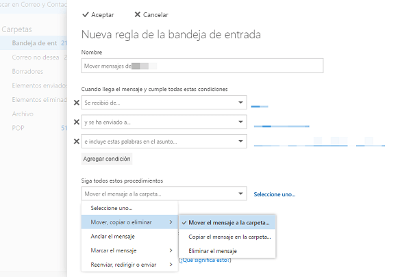 Cómo dejar de recibir correos de un foro o web en Outlook.com 3 outlook crear regla