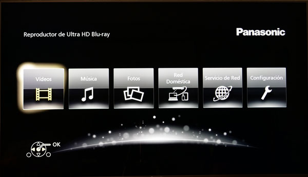 prueba Panasonic DMP-UB700 menu principal