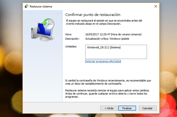 restaurar windows 10