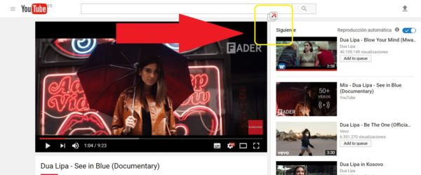 ventanita de youtube